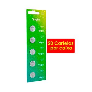 Kit 20 Blisters Bateria Botão, Elgin, Lítio, 3V, Cr1632, Cartela com 5