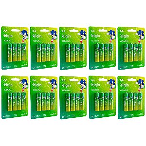Kit 10 Blisters Pilha Alcalina AA Elgin com 4 unidades