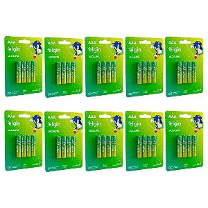 Kit 10 Blisters Pilha Alcalina AAA com 4 unidades Elgin Palito