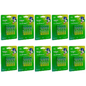Kit 10 Blisters Pilha Alcalina AAA com 8 unidades Elgin Palito