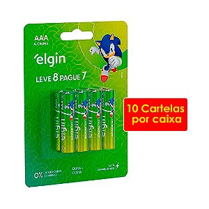 Kit 10 Blisters Pilha Alcalina AAA com 8 unidades Elgin Palito