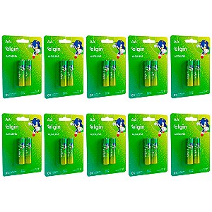 Kit 10 Blisters Pilha Alcalina Pequena-AA - Blister com 2 Unidades