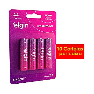 Kit 10 Blisters Pilha recarregável AA 2700Mah Elgin Com 4 unidades Comum