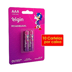 Kit 10 Blisters Pilha recarregável Aaa 1000mah com 2 unidades Elgin