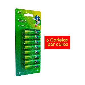 Kit 6 Blisters Pilha Alcalina AA com 16 unidades Elgin