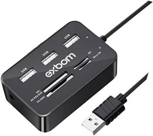 HUB 7 em 1 com 3 Portas USB 2.0 e Leitor de Cartão de Memória - Entradas MS/MS PRO DUO/SD/MMC/MICRO SD / M2 - BTZ