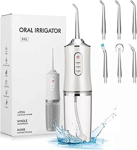 Irrigador Oral Limpeza Profunda Jato D'àgua Supersônico 3 Modos Diferentes Tanque de 220ML Branco Premium Para Dentes e