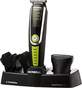 Aparador de Pelos Super Groom 06 Mondial Preto-Verde 6W Bivolt – BG-04