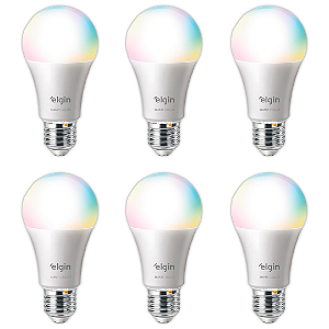 Lâmpada Inteligente Smart Color 10W Elgin RGB Wi-Fi - Compatível Alexa - KIT 6