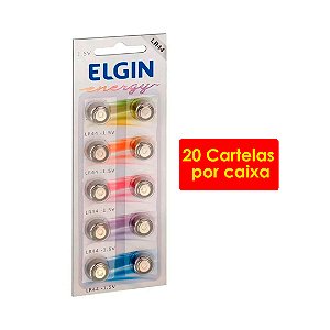 Kit 20 Blisters Bateria Alcalina LR44/ A76/ LR1154/ 357/ AG13 Elgin com 10 unidades 5v Pilha