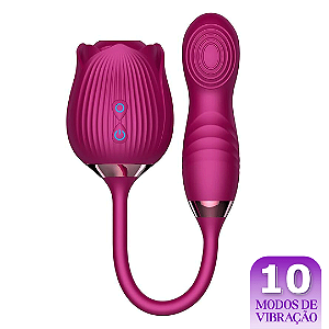 Sugador Rosa com Bullet Vibratório e Pulsador