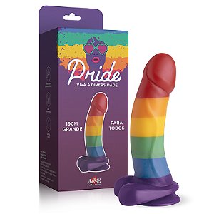 Pênis Realista Com Escroto e Ventosa 19cm -  Pride - Viva a Diversidade!