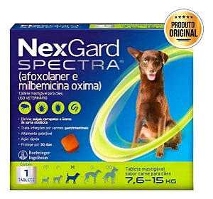 Antipulgas NexGard Spectra M Cães 7,6 a 15 kg 1 Tablete