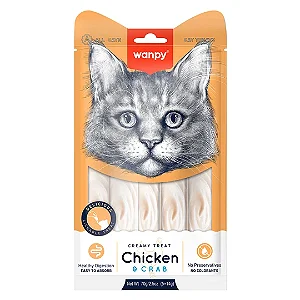 Wanpy Petisco Para Gatos Creamy Sabor Frango e Caranguejo - 70g