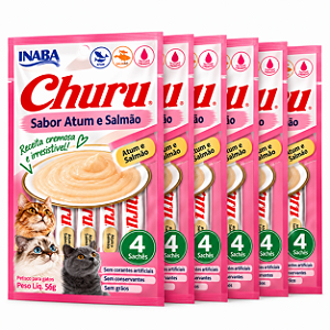 Kit 6 Churu Inaba Atum Salmão Gatos 56g Cada 336g