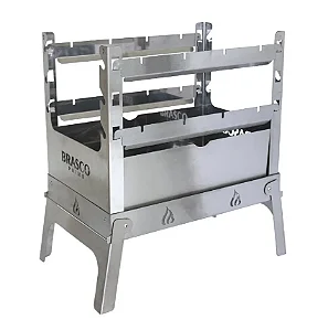 Kit Churrasqueiras Portáteis Compactas em Inox - 6 Und Mini Parrilla TRI- Com Bag + 10 Und SMART 4035 (Somente a churrasqueira)