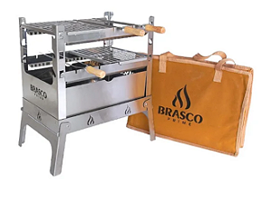 Churrasqueira Portátil SMART 6040 Grande 1,5 mm- Aço Inox com Grelhas - Com Bag