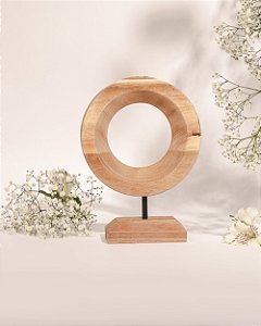 Escultura Madeira Circulo C/ Pedestal Pequena