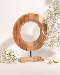 Escultura Madeira Circulo C/ Pedestal Grande