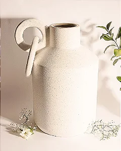Vaso Cerâmica com Alça Branco Grande