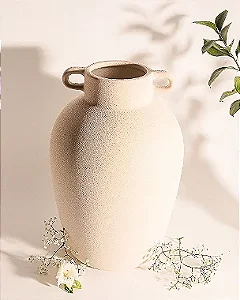 Vaso Cerâmica Geométrico Off-White Grande