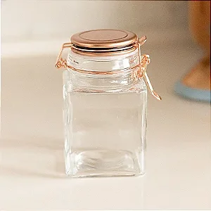 Pote Vidro Hermético Rose Gold Médio