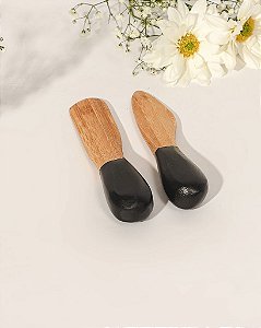 Jogo Utensílios Queijo Bambu Preto 2 Peças
