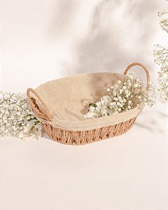 Cesta Oval com Alça e Forro Tecido