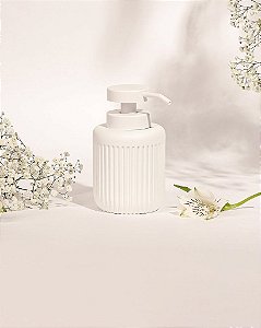 Porta Sabonete Líquido Canelado Cimento Branco