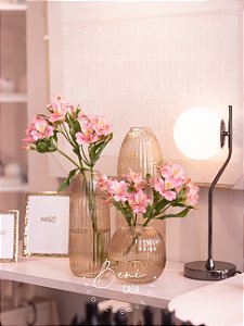 Vasos Vidro Canelados Âmbar