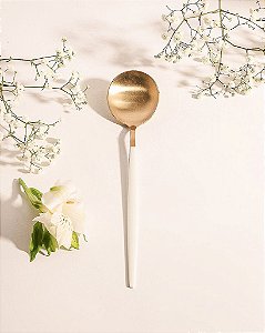 Colher Mesa Aço Inox Champanhe Branco