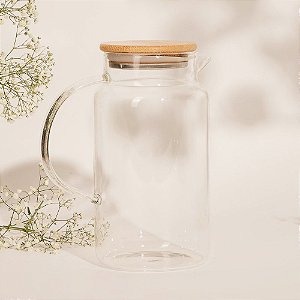 Jarra Vidro Tampa Bambu 1,2l