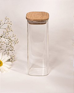 Pote Vidro Tampa Bambu 400ml