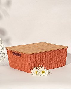 Caixa Organizadora Tampa Bambu Terracota 12l
