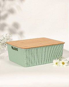 Caixa Organizadora Tampa Bambu Verde 12l