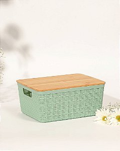 Caixa Organizadora Tampa Bambu Verde 4l