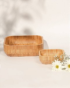 Kit 2 Bowls Quadrados Bambu