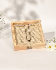 Porta Guardanapo Madeira Sisal Grande
