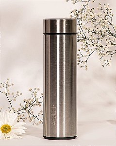 Garrafa Térmica Inox Termômetro Prata 500ml