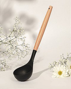 Concha Silicone Preto Cabo Madeira
