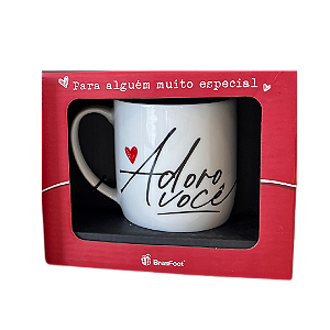 Caneca Porcelana Urban 300ml - Adoro Voce Meu Coracao E Seu