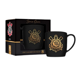CANECA PORCELANA URBAN 300ML TIMES - CORINTHIANS SÉRIE OURO