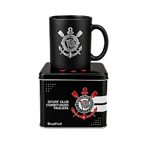 CANECA DE VIDRO DIAMOND METALLIC CORINTHIANS 300ML COM LATA BRASFOOT