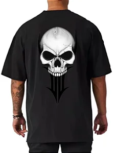 Camiseta Oversized 100% Algodão Skullseta Preta