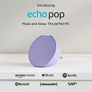 Amazon Echo Pop Alexa – Smart Speaker com Assistente Virtual, Bluetooth e Wi-Fi, Cor Lavanda (Roxa)