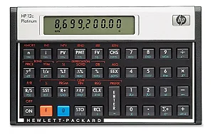 Calculadora Financeira HP 12C Platinum com 130 Funções e Case – Modelo 10405, Preto e Prata