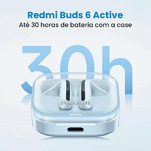 Fone Xiaomi Redmi Buds 6 Active Bluetooth 5.4 Azul – Original, IPX4, Som de Alta Qualidade