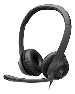 Headset Profissional Logitech H390 com Fio USB – Microfone com Cancelamento de Ruído, Controles Integrados e Conforto Premium – Cor Preto