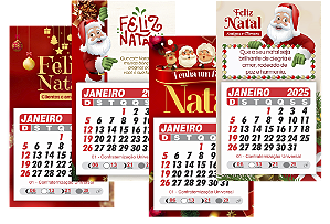 Ímã de Geladeira com Mini Calendário 2025 - Lembrancinha / Mimo Natal - 20 unidades