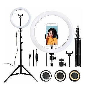 Kit Iluminador Ring Light 12 Polegadas – 30 cm – Com Tripé e Dimmer